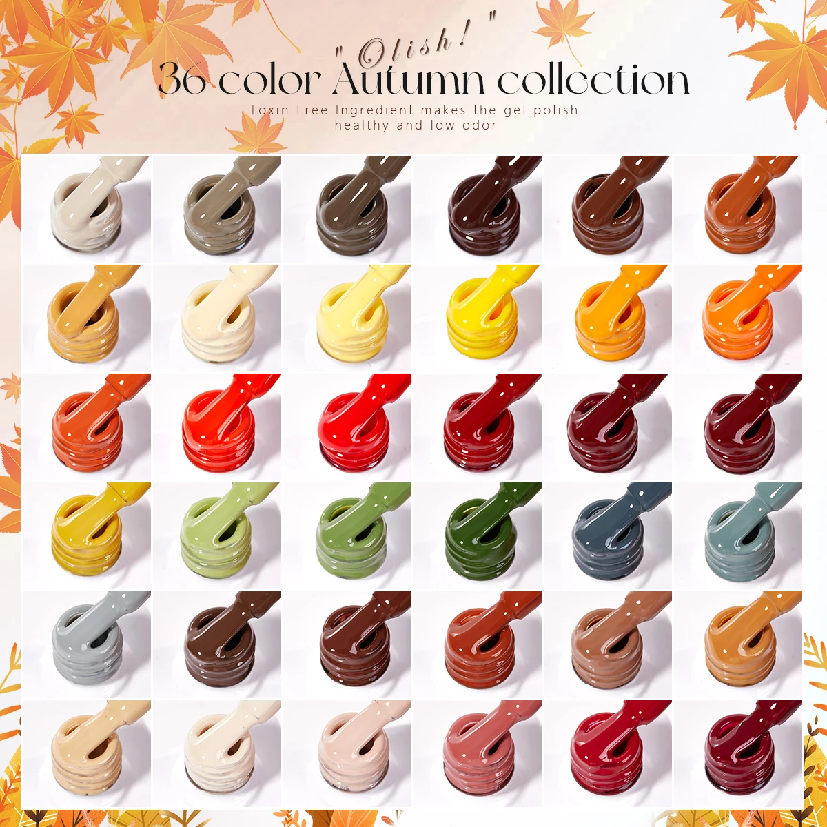 Vendeeni Hot Popular Fall Winter Nail Gel Polish Collection 36color Set TPO HEMA Free OEM High Pigment Autumn Gel Nail Polish
