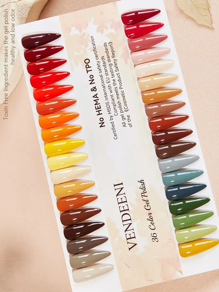 Vendeeni Hot Popular Fall Winter Nail Gel Polish Collection 36color Set TPO HEMA Free OEM High Pigment Autumn Gel Nail Polish