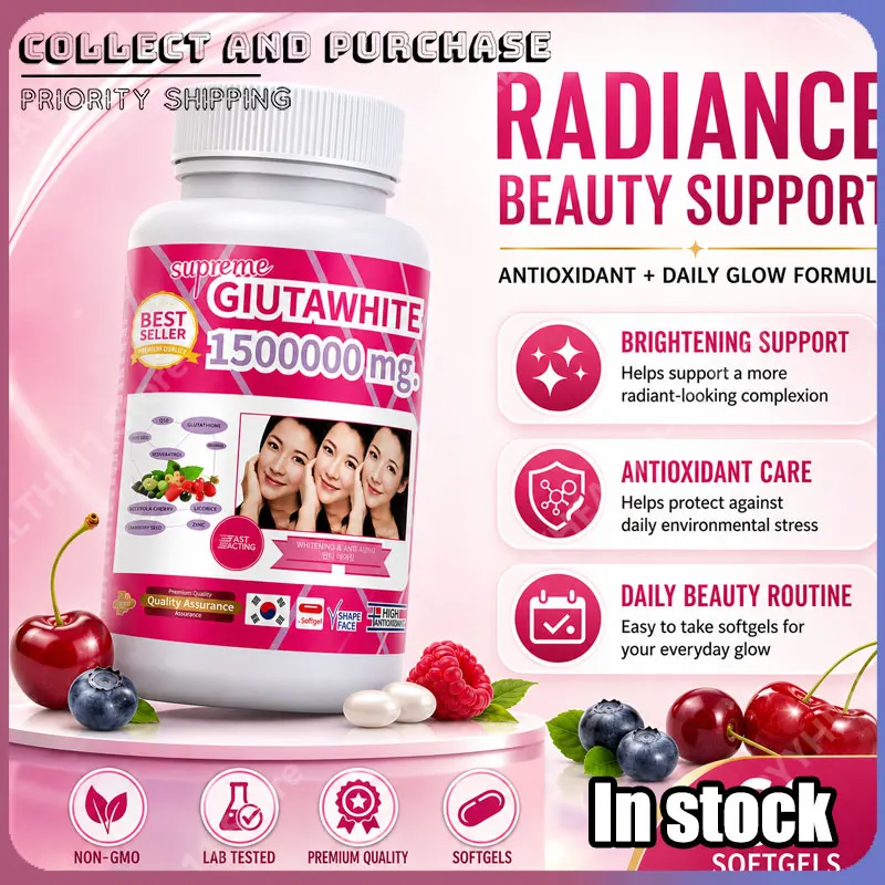 1500000mg Glutathione Capsules with Vitamin C Biotin Zinc Acerola Cherry for Whitening Skin Boost Up Tighten Pore 60 Count