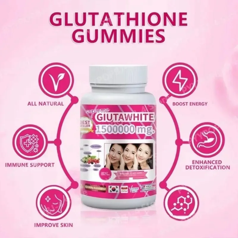 1500000mg Glutathione Capsules with Vitamin C Biotin Zinc Acerola Cherry for Whitening Skin Boost Up Tighten Pore 60 Count