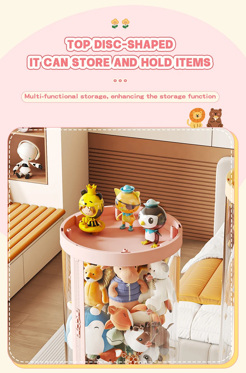 Transparent Plush Doll Storage Box Children's Toy Organizer Toy Organization Kid DIY Zipper Bins for Christmas & Halloween Decor