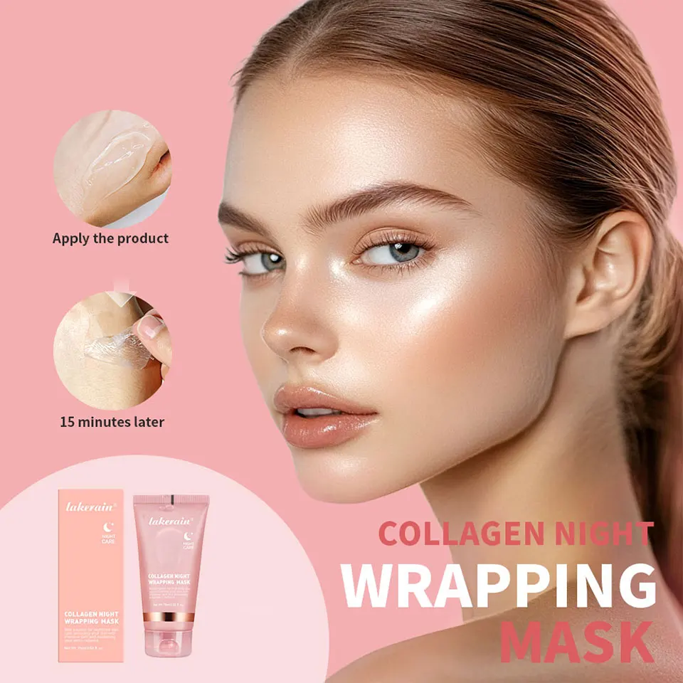 4pcs/set Collagen Jelly Cream Peel-Off Mask Salmon Collagen essence Collagen Overnight Facial Mask Wrapping Firming Moisturizing