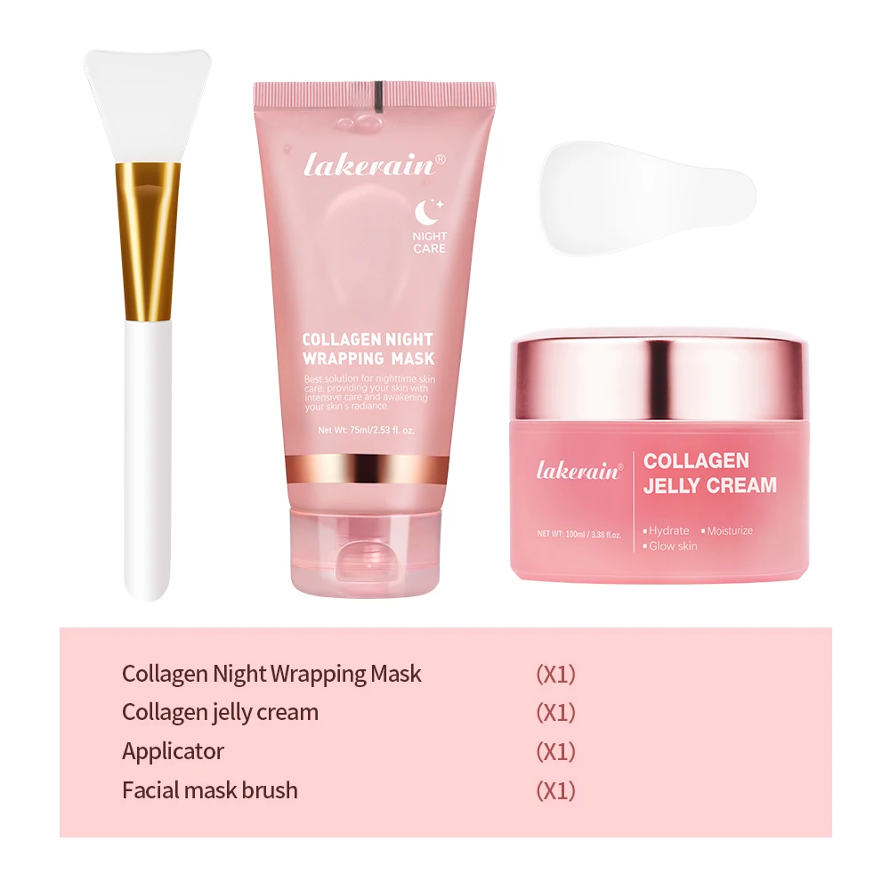 4pcs/set Collagen Jelly Cream Peel-Off Mask Salmon Collagen essence Collagen Overnight Facial Mask Wrapping Firming Moisturizing