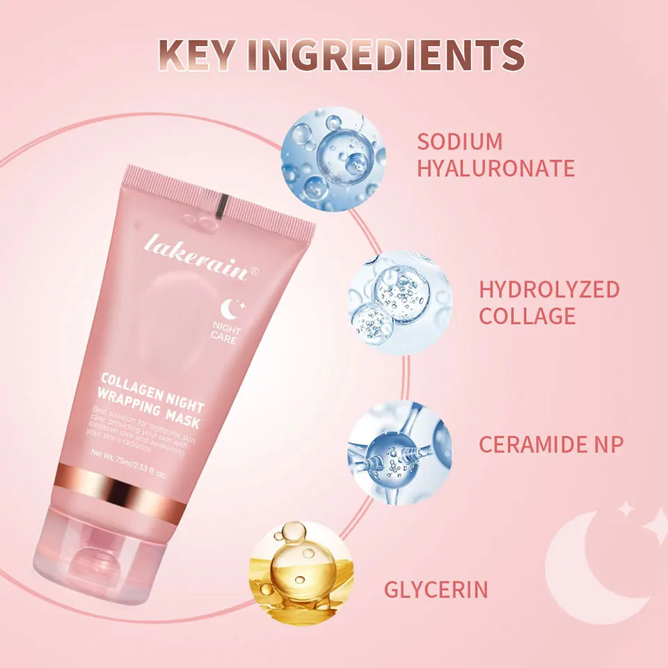 4pcs/set Collagen Jelly Cream Peel-Off Mask Salmon Collagen essence Collagen Overnight Facial Mask Wrapping Firming Moisturizing
