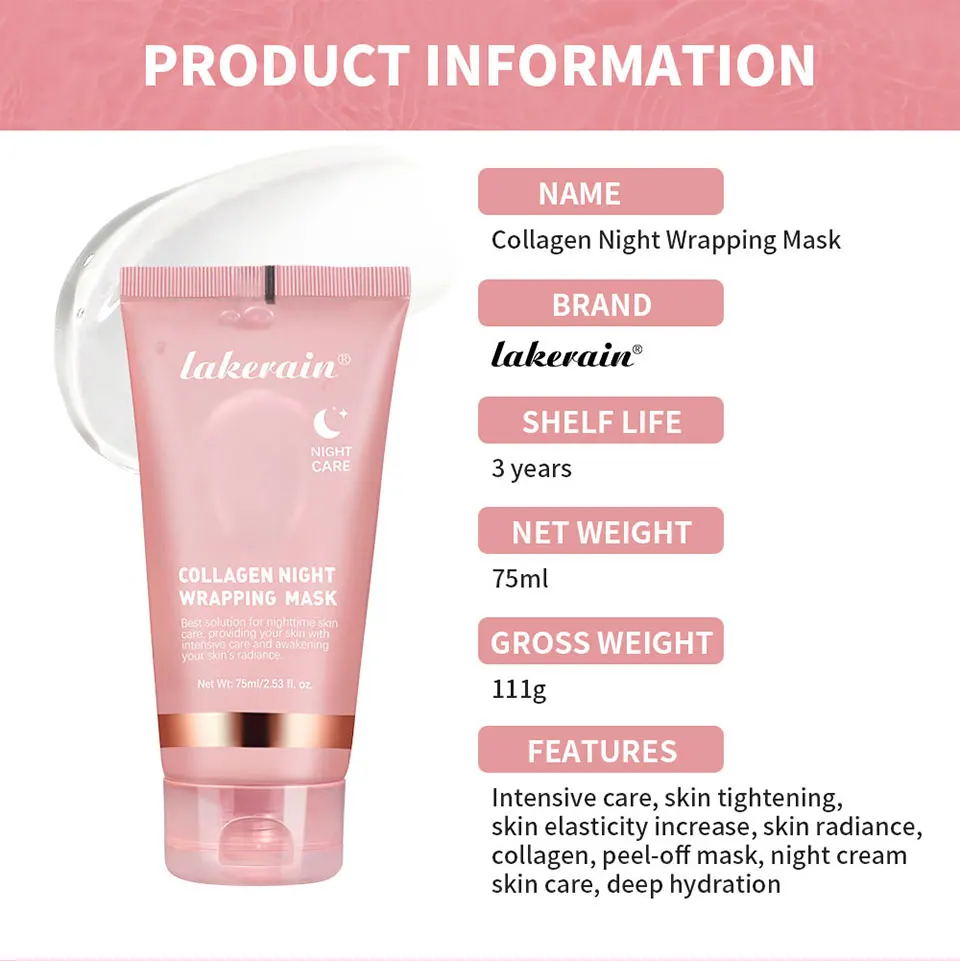 4pcs/set Collagen Jelly Cream Peel-Off Mask Salmon Collagen essence Collagen Overnight Facial Mask Wrapping Firming Moisturizing