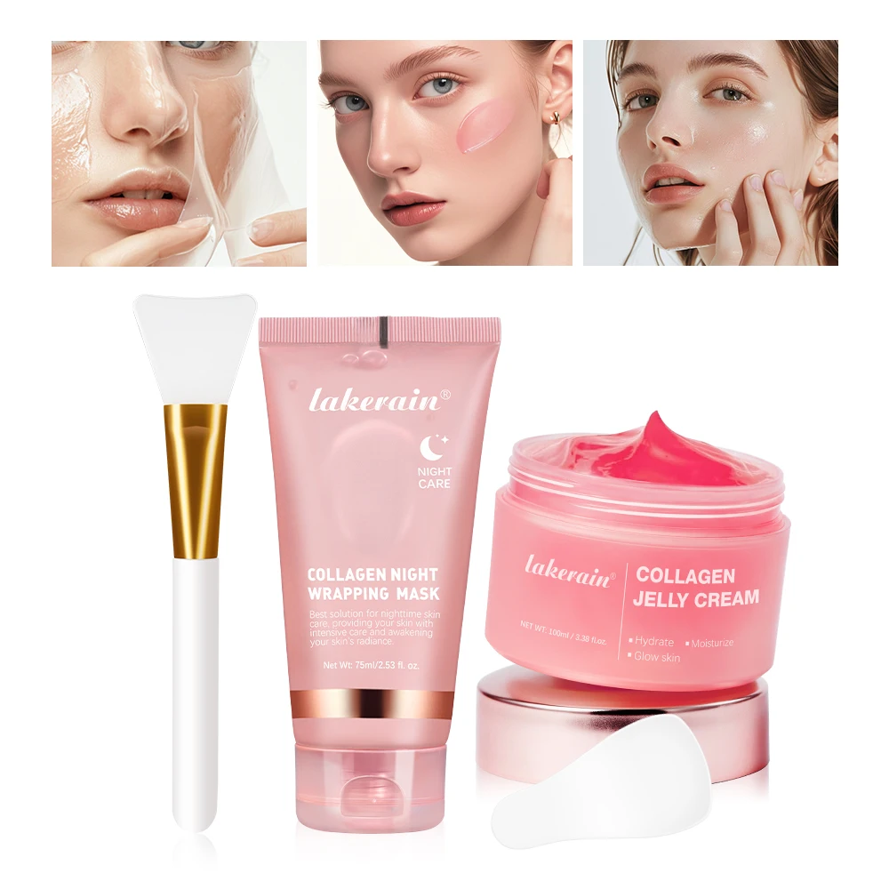 4pcs/set Collagen Jelly Cream Peel-Off Mask Salmon Collagen essence Collagen Overnight Facial Mask Wrapping Firming Moisturizing