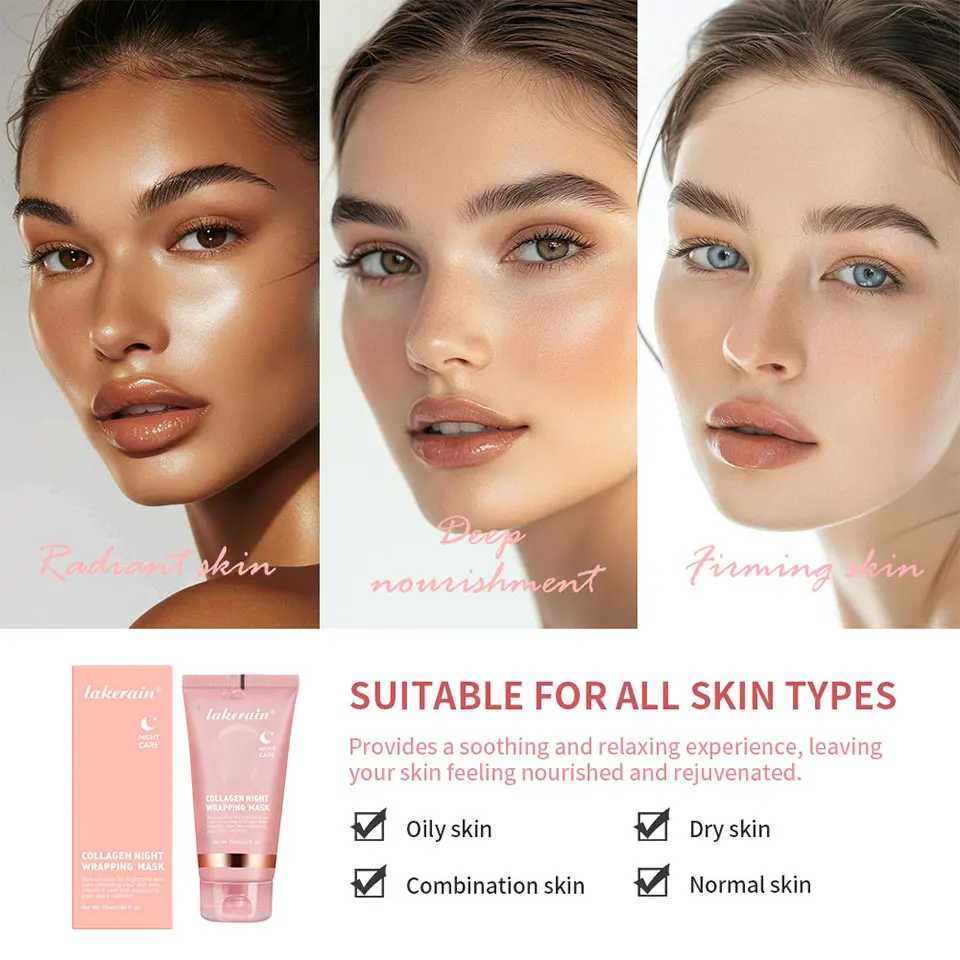 4pcs/set Collagen Jelly Cream Peel-Off Mask Salmon Collagen essence Collagen Overnight Facial Mask Wrapping Firming Moisturizing
