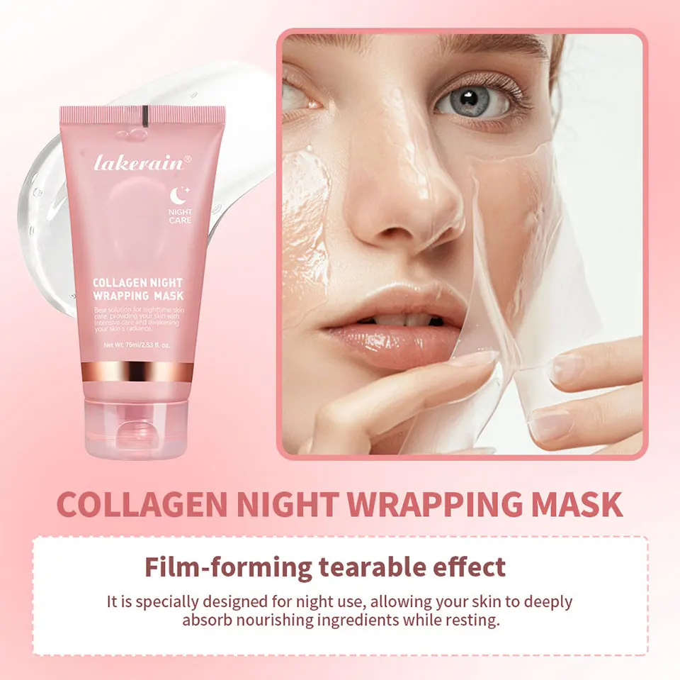 4pcs/set Collagen Jelly Cream Peel-Off Mask Salmon Collagen essence Collagen Overnight Facial Mask Wrapping Firming Moisturizing