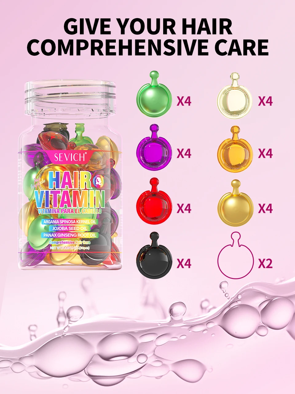 Sevich Mix Hair Vitamin Capsule Hair Treatment Oil Repair Damaged Smooth Hair Care Serum Nourishing Keratin Complex Oil