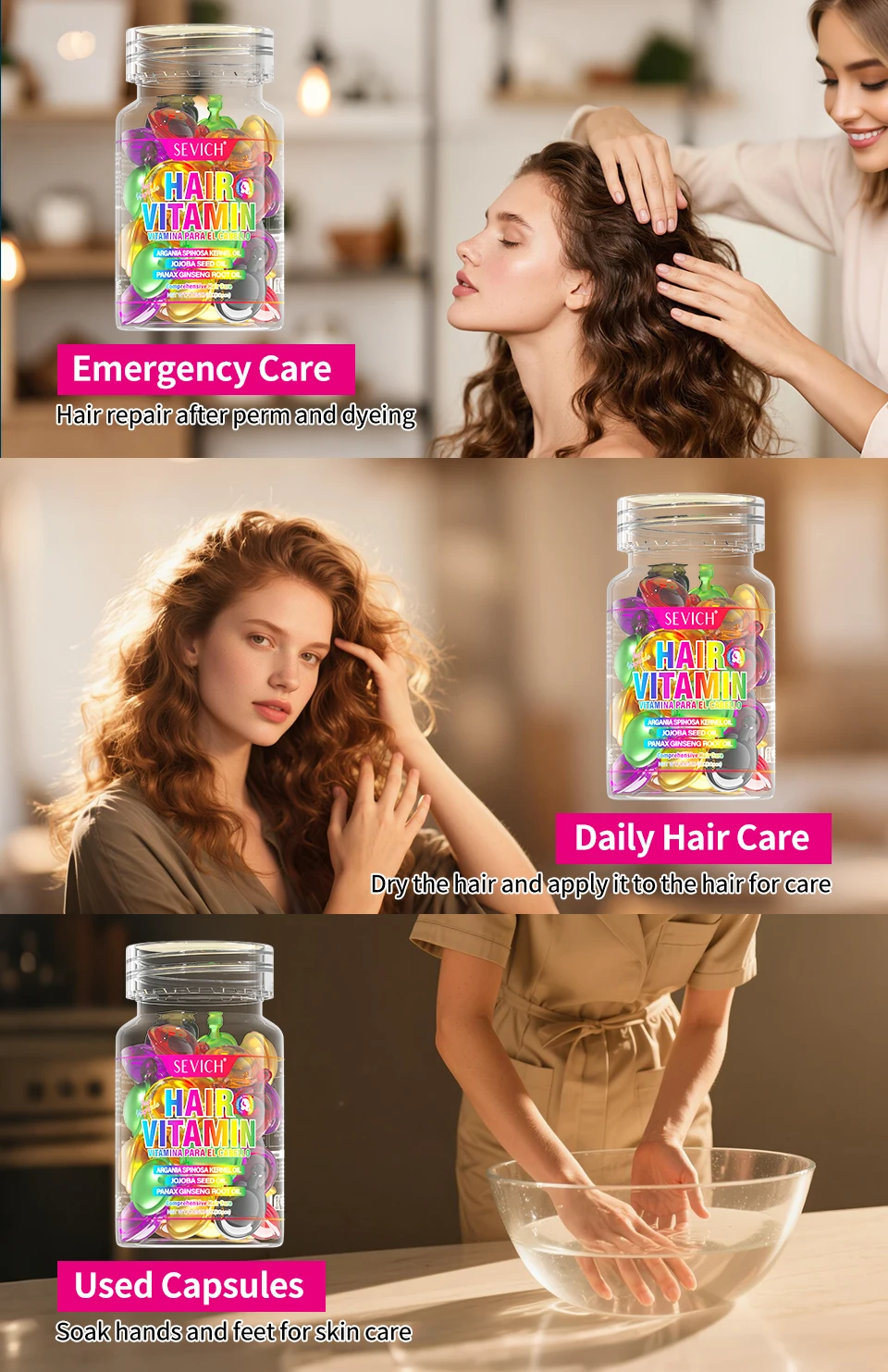 Sevich Mix Hair Vitamin Capsule Hair Treatment Oil Repair Damaged Smooth Hair Care Serum Nourishing Keratin Complex Oil