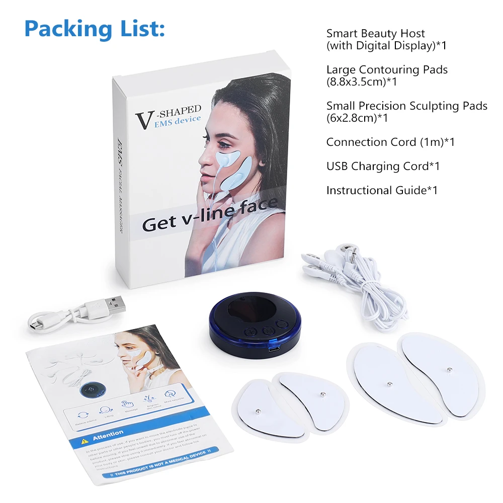 EMS Facial Lifting Massager Face Beauty Machine 8 Modes 19 Levels Rechargeable Face Eye Patch Device for Home Beauty