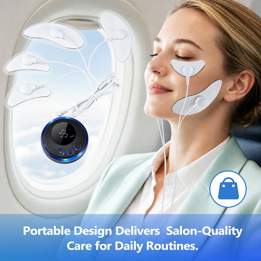 EMS Facial Lifting Massager Face Beauty Machine 8 Modes 19 Levels Rechargeable Face Eye Patch Device for Home Beauty