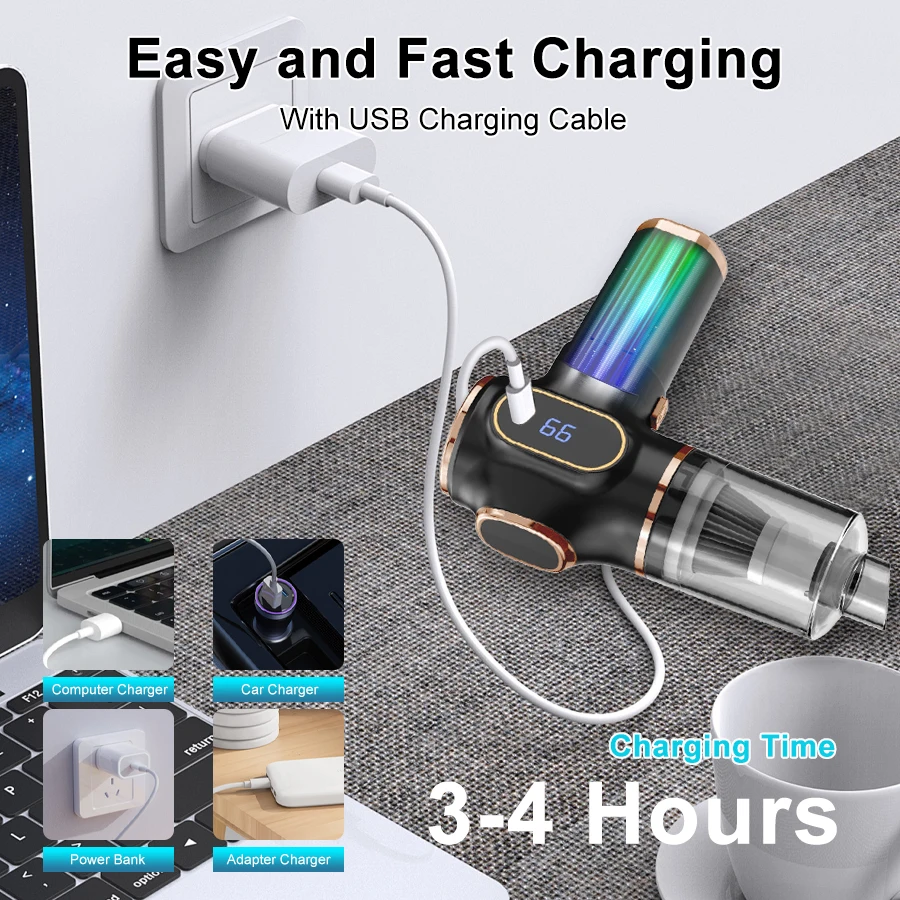 new Car Vacuum Cleaner Household Appliances Portable Battery long life Powerful Vacuum Cleaner Suitable for Cleaning Car Debris