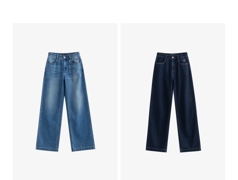 TOYOUTH Women Denim Jeans 2025 Spring New Acetate Wide Leg Mid Low Waist Slim Fit Straight Wide Leg Pants