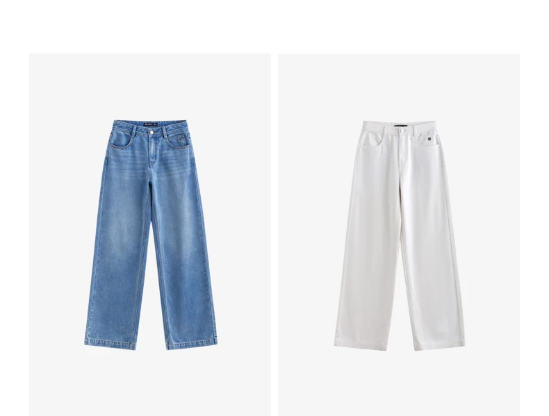 TOYOUTH Women Denim Jeans 2025 Spring New Acetate Wide Leg Mid Low Waist Slim Fit Straight Wide Leg Pants