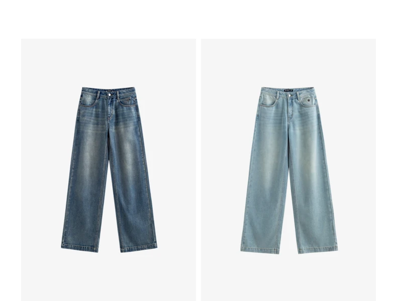 TOYOUTH Women Denim Jeans 2025 Spring New Acetate Wide Leg Mid Low Waist Slim Fit Straight Wide Leg Pants