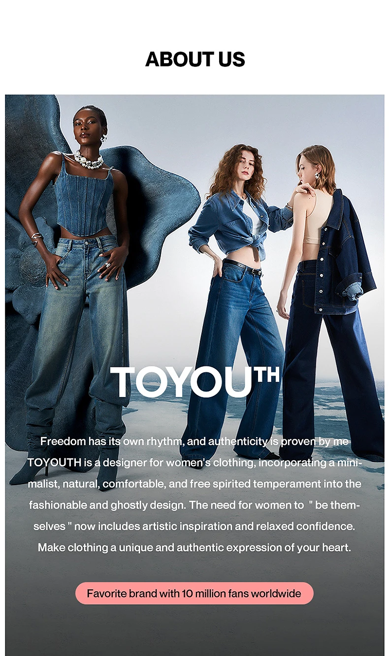 TOYOUTH Women Denim Jeans 2025 Spring New Acetate Wide Leg Mid Low Waist Slim Fit Straight Wide Leg Pants