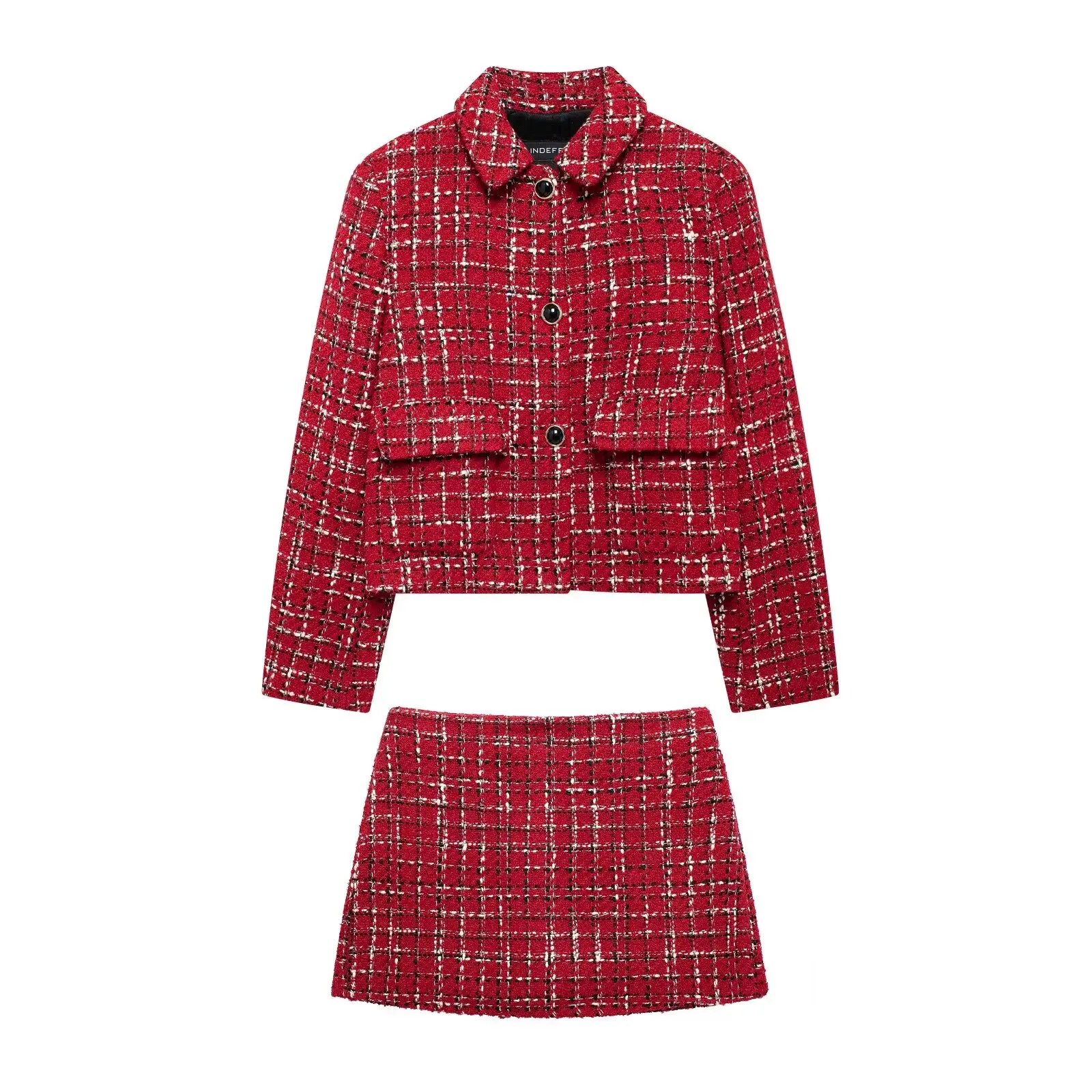 HH Women Fashion Red Texture Skirt Sets Single Breasted Lapel Jacket Coat Side Zipper Shorts Skirts High Street Lady Outfit