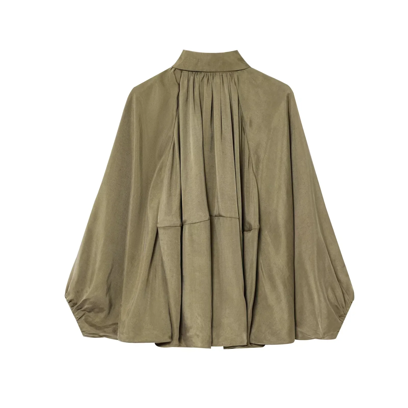 KONDALA High Street Satin Bomber Jackets Women Long Lantern Sleeve Zipper Oversized Jackets Fashion 2025 Autumn Casual Outwears