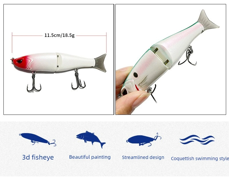 Bionic Fishing Lure 11.5cm 18.5g Swimbait Glide Bait Joint Giant Pike Bass Fishing Lure Catfish Hard Bait Saltwater Fishing Lure