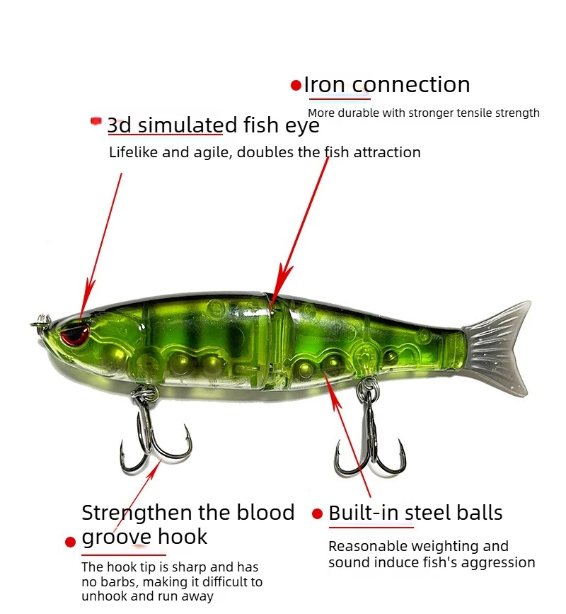 Bionic Fishing Lure 11.5cm 18.5g Swimbait Glide Bait Joint Giant Pike Bass Fishing Lure Catfish Hard Bait Saltwater Fishing Lure