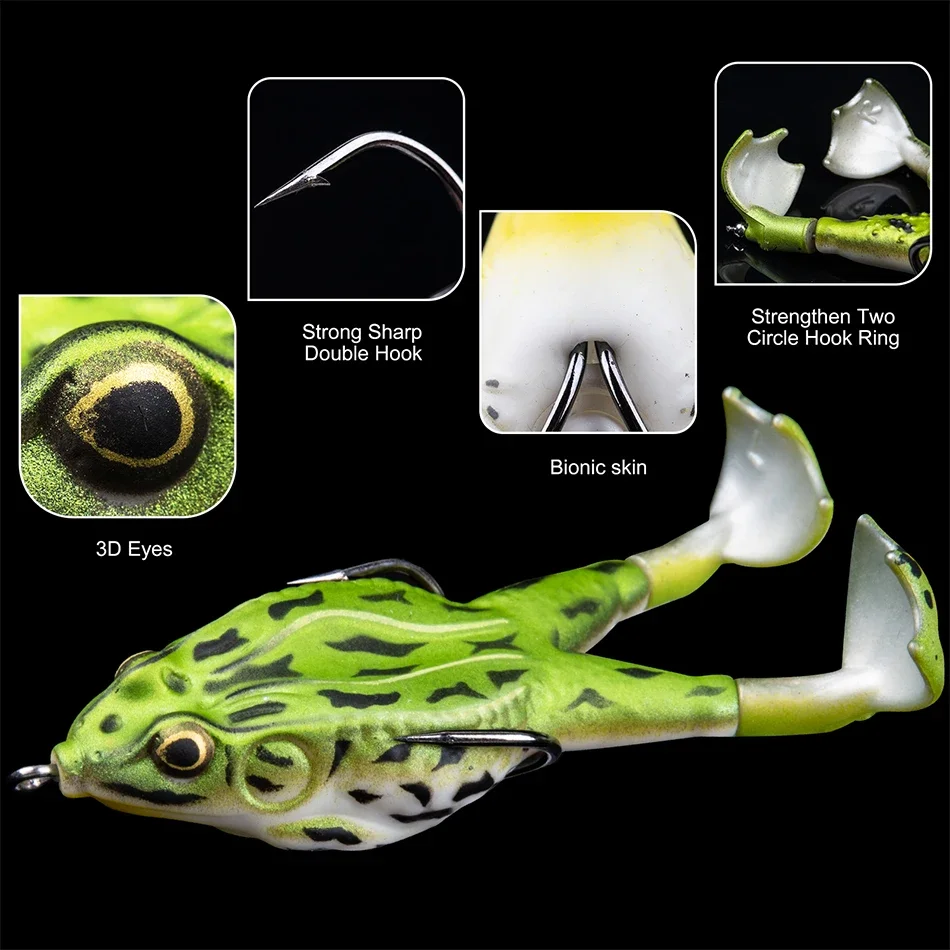 Goture 8.4g 13.6g 16.6g Frog Fishing Lures Soft Tube Bait Topwater Swimbait Floating Bait with Hook for Bass Trout Fishing Rod