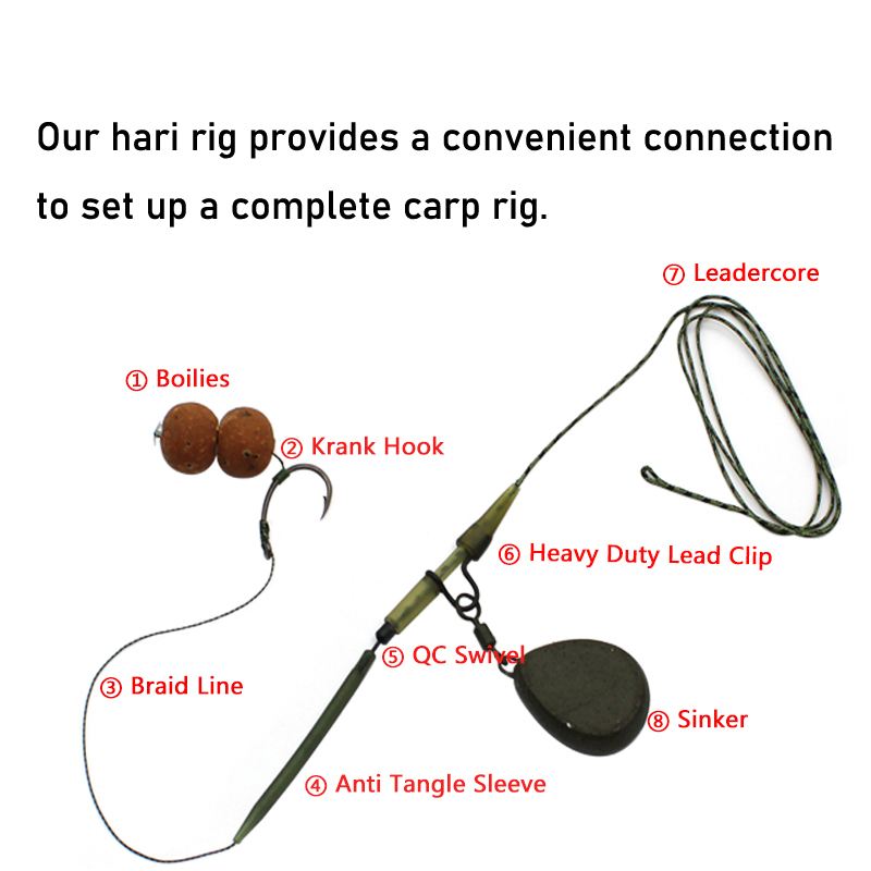 Leader Carp Fishing Hooks Hair Rigs With Braided Line Ready Made Boilies Bait Tied Feeder Group Barbed hook Accessories