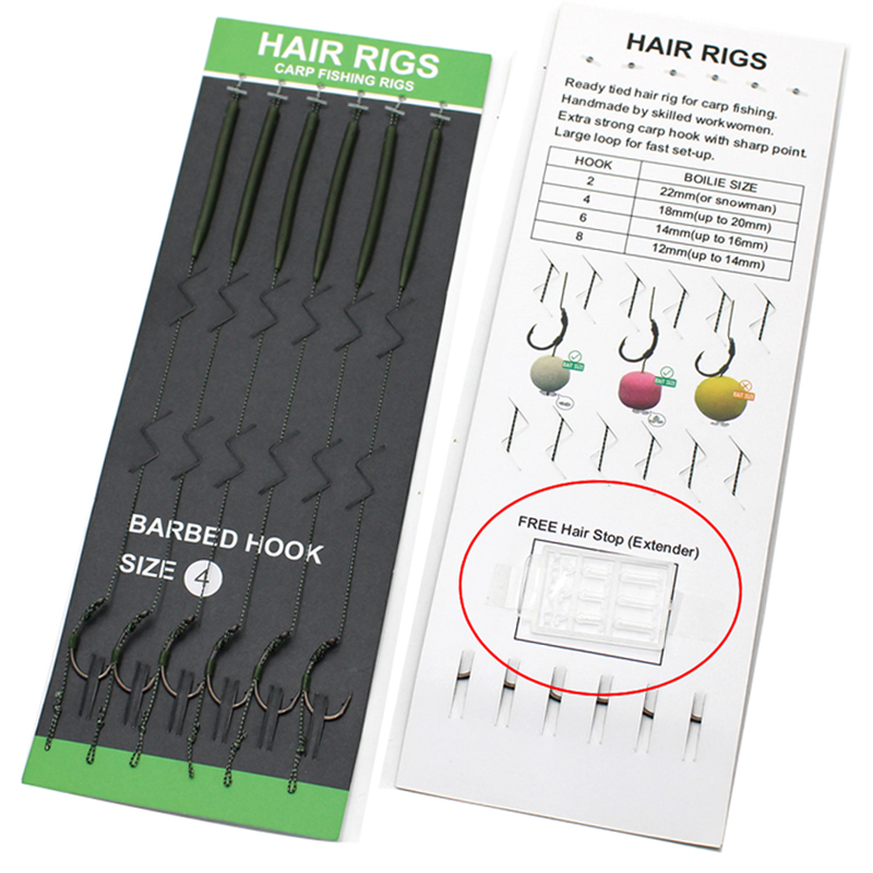 Leader Carp Fishing Hooks Hair Rigs With Braided Line Ready Made Boilies Bait Tied Feeder Group Barbed hook Accessories