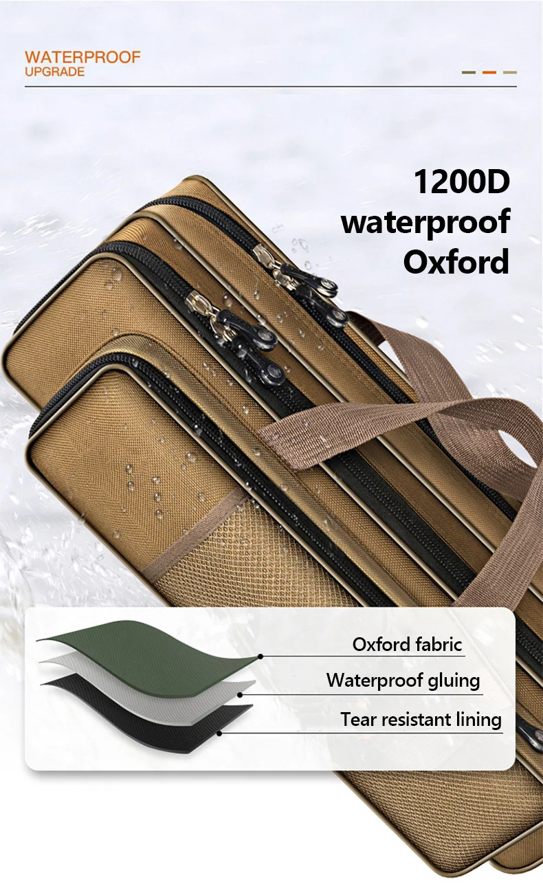 40-80CM Fishing Rod Bag Portable 1200D waterproof Fishing Gear Bag Short Section Single Layer Double Layer Fishing Rod Bag X633G