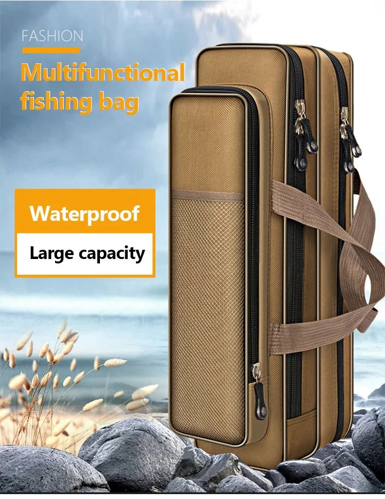 40-80CM Fishing Rod Bag Portable 1200D waterproof Fishing Gear Bag Short Section Single Layer Double Layer Fishing Rod Bag X633G