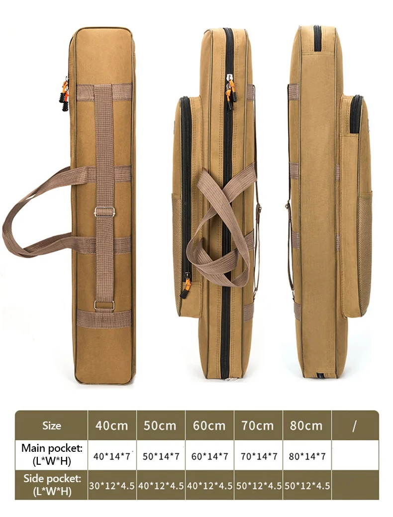 40-80CM Fishing Rod Bag Portable 1200D waterproof Fishing Gear Bag Short Section Single Layer Double Layer Fishing Rod Bag X633G