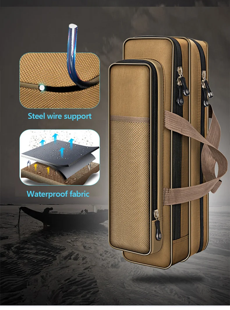 40-80CM Fishing Rod Bag Portable 1200D waterproof Fishing Gear Bag Short Section Single Layer Double Layer Fishing Rod Bag X633G