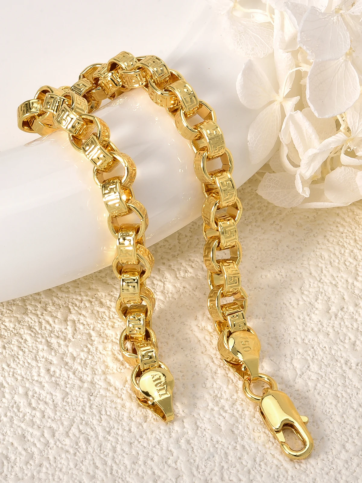 18k Gold Plated Italy 750 Bracelet Copper Braided Shaped Bracelet Hip-Hop Daily Men Women Jewelry Accessories For Friends Gifts