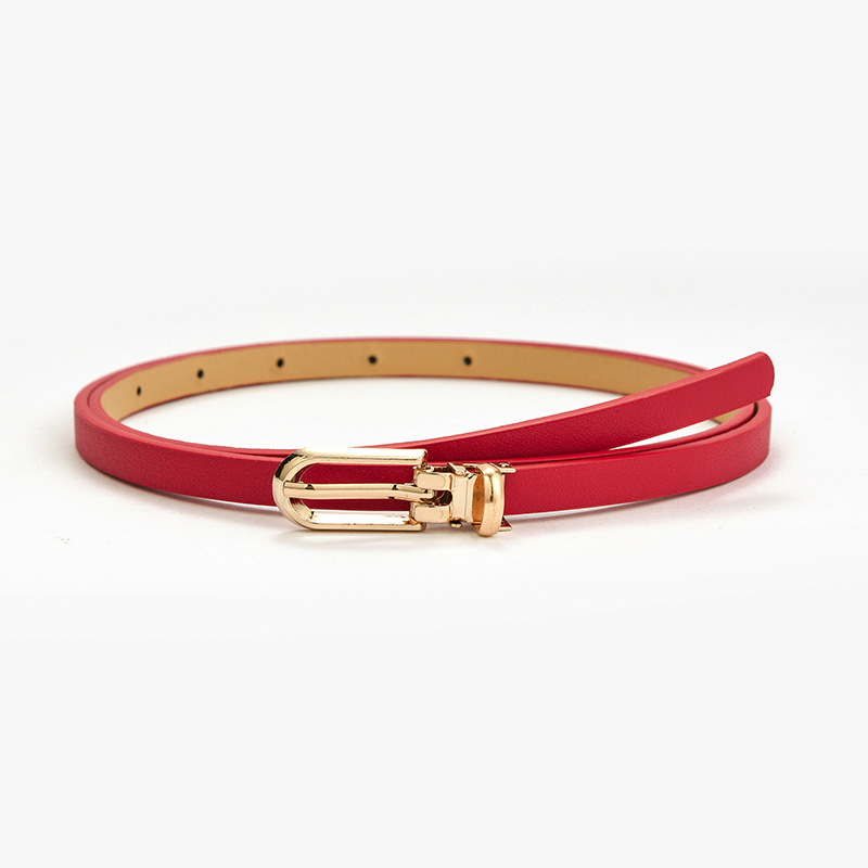 Black Red Brown Adjustable PU Leather Women Faux Leather Belts Candy Color Thin Skinny Waistband Fashion Dress Jeans Strap Belt