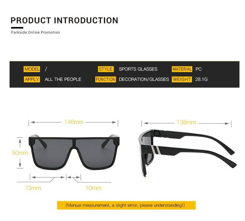 New Fashion Large Frame Sunglasses Luxury Brand Design One Piece True Film Eyewear Classic Outdoor Beach Sun Glasses Uv400