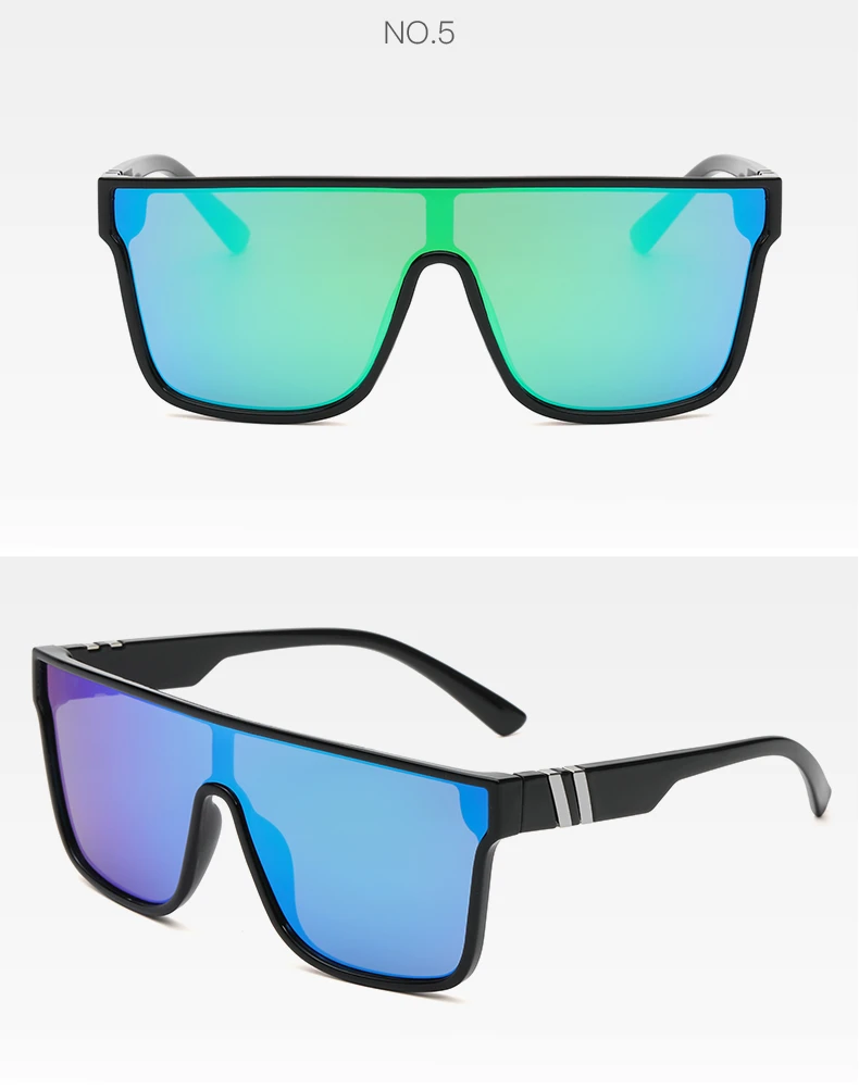 New Fashion Large Frame Sunglasses Luxury Brand Design One Piece True Film Eyewear Classic Outdoor Beach Sun Glasses Uv400