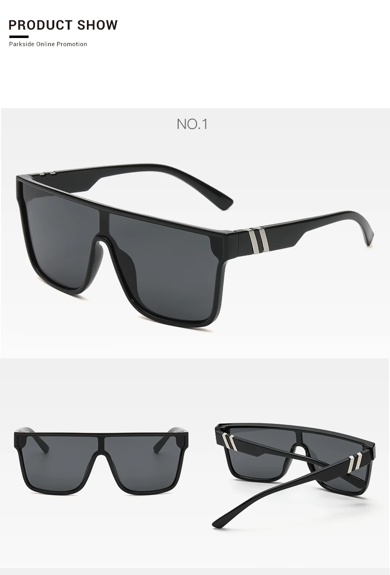 New Fashion Large Frame Sunglasses Luxury Brand Design One Piece True Film Eyewear Classic Outdoor Beach Sun Glasses Uv400