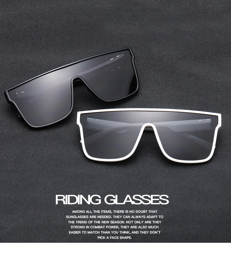New Fashion Large Frame Sunglasses Luxury Brand Design One Piece True Film Eyewear Classic Outdoor Beach Sun Glasses Uv400