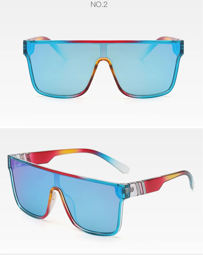 New Fashion Large Frame Sunglasses Luxury Brand Design One Piece True Film Eyewear Classic Outdoor Beach Sun Glasses Uv400