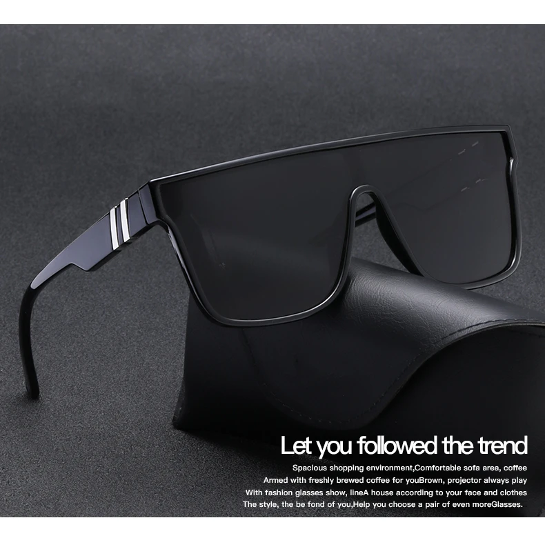 New Fashion Large Frame Sunglasses Luxury Brand Design One Piece True Film Eyewear Classic Outdoor Beach Sun Glasses Uv400