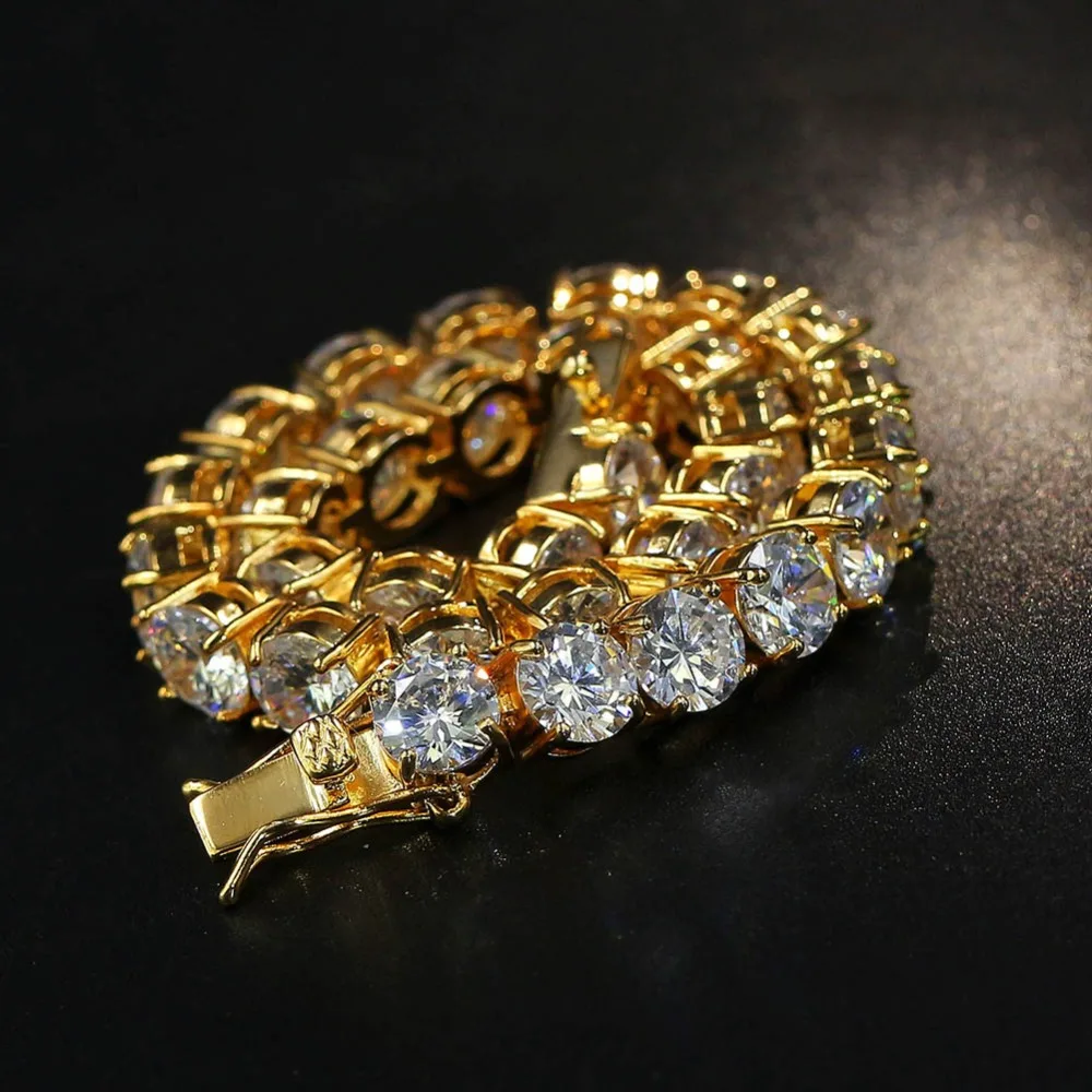 3mm-10mm Mens/Women AAA+ Cubic Zirconia Tennis Bracelet Hip Hop Jewelry Iced Out 1 Row Gold Color CZ Charms Bracelet For Gifts