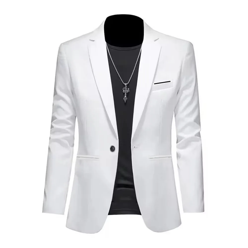 Men's Trendy Leisure Boutique Suit Jacket Autumn Casual Business Slim Fit Non-ironing Single Button Suit Solid Formal Blouse