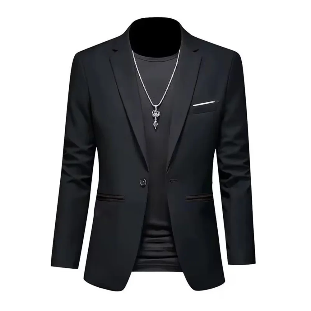 Men's Trendy Leisure Boutique Suit Jacket Autumn Casual Business Slim Fit Non-ironing Single Button Suit Solid Formal Blouse