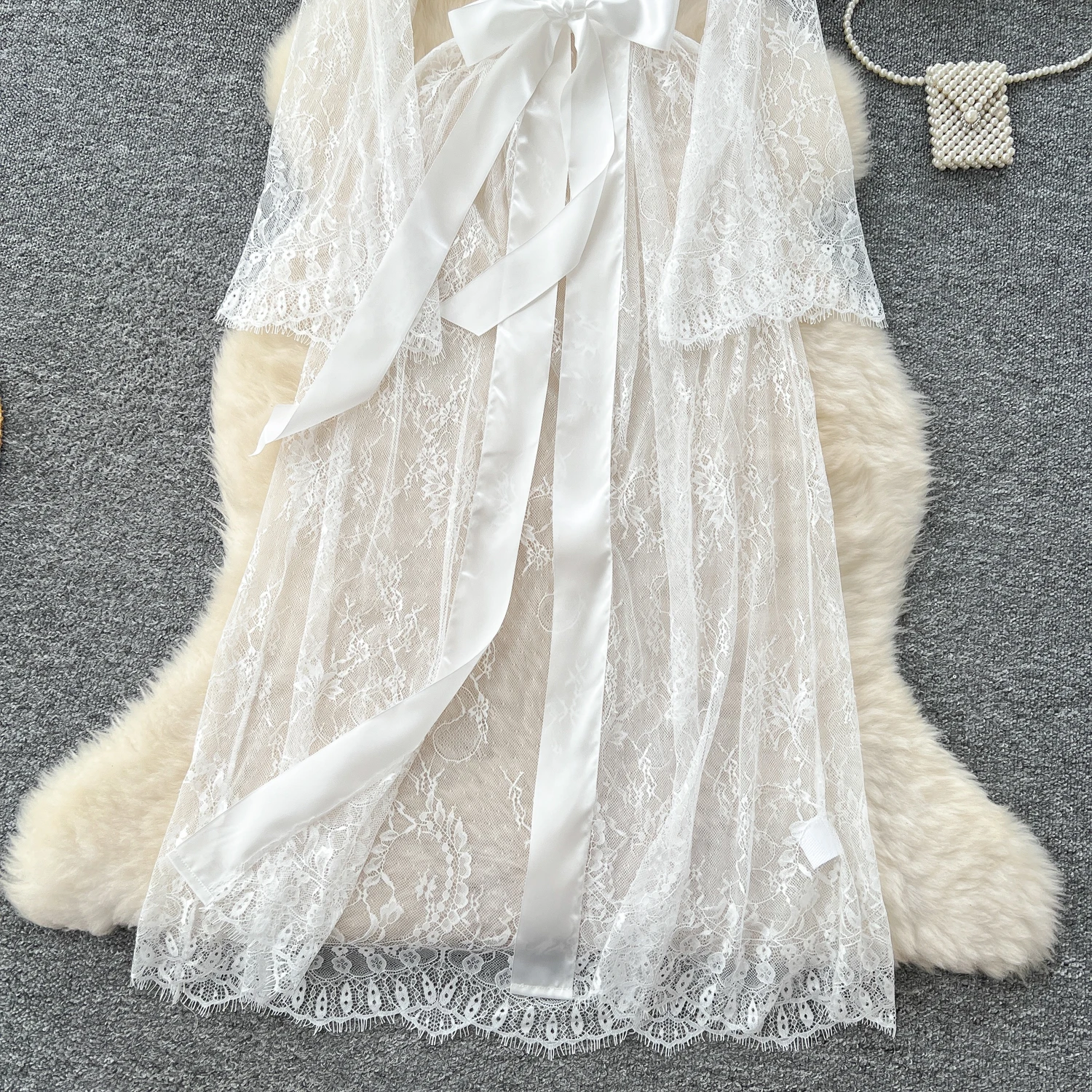 Sexy Long Coats for Women Vintage Lace Sheer Lace-up V-neck Long Sleeve Female Elegant Cardigans Aesthetic Clothes Dropshipping