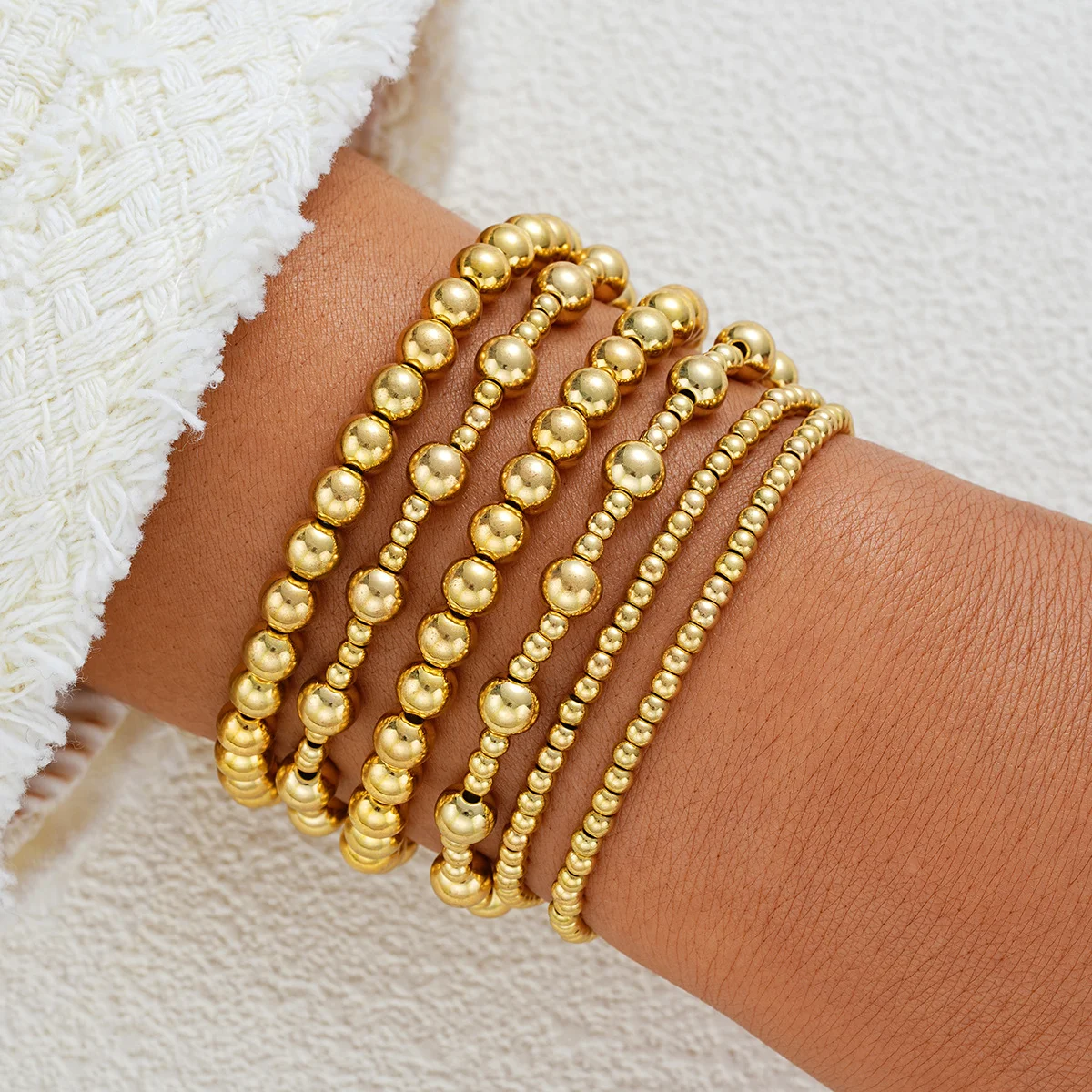 Fashion Simple Bead Bracelet Set For Women Vintage Minimalist Elegant Exquisite Round Bracelets Vacation Date Daily Wear Jewelry