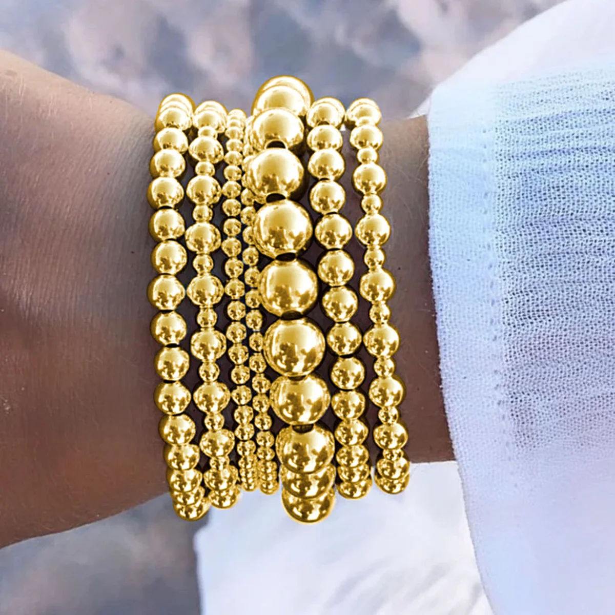 Fashion Simple Bead Bracelet Set For Women Vintage Minimalist Elegant Exquisite Round Bracelets Vacation Date Daily Wear Jewelry