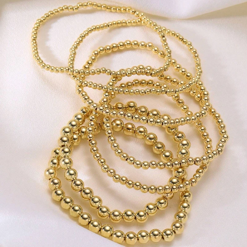 Fashion Simple Bead Bracelet Set For Women Vintage Minimalist Elegant Exquisite Round Bracelets Vacation Date Daily Wear Jewelry