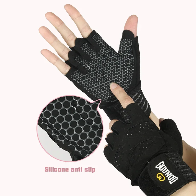 Weightlifting Anti-Slip Half Finger Gloves Wristband Support Wear-resistant Breathable Sports Gym Gloves Fitness Training