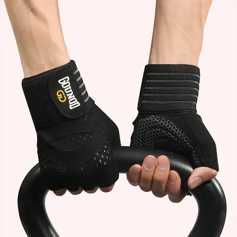 Weightlifting Anti-Slip Half Finger Gloves Wristband Support Wear-resistant Breathable Sports Gym Gloves Fitness Training