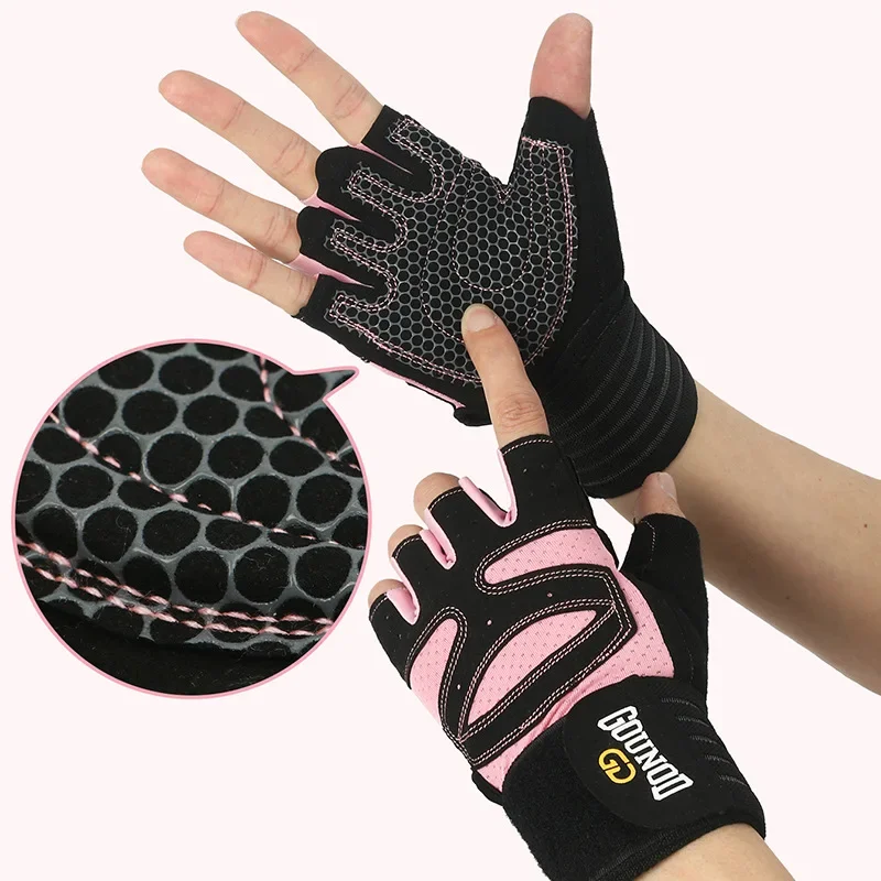 Weightlifting Anti-Slip Half Finger Gloves Wristband Support Wear-resistant Breathable Sports Gym Gloves Fitness Training